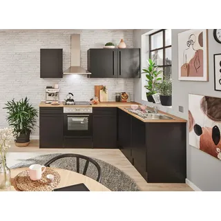 BASIC by Balculina Winkelküche L-Form 220 x 175 cm schwarz