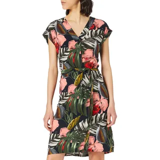 Mexx Womens Sleeveless Tropical Printed with Belt Casual Dress, Mid Pink, XS