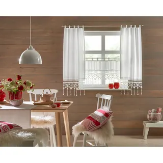 HOSSNER - ART OF HOME DECO Großglockner Scheibengardine Schlaufen 47 x 120 cm Weiß 1 Stk.
