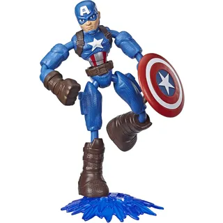 Avengers E7869 Marvel Bend and Flex Action Figure Toy, 6-Inch Flexible Captain America, Includes Accessory, Ages 4 and Up, Multicolor