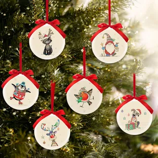 Lesser & Pavey 6er Set Christbaumkugeln | Christbaumschmuck für alle Baumarten | Kooks Weihnachtsschmuck für Zuhause oder Büro - Bug Art