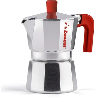 Zanetti, Mama Red Edition, Espressokocher aus Aluminium, Kaffeemaschine für 2 Tassen, Espressokocher mit Anti-Tropf-System, Silikondichtung, ergonomischer Griff, Farbe Rot