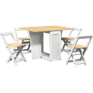 vidaXL 5-tlg. Butterfly-Esstisch-Set Corona Weiß Kiefernholz - Weiß