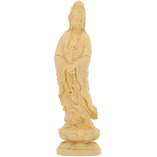 SEWACC Guanyin Statue Aus Holz Buddhistische Feng Shui Skulptur Stehende Quan Yin Figur Für Wohnkultur Und Büro Deko Geschenkidee