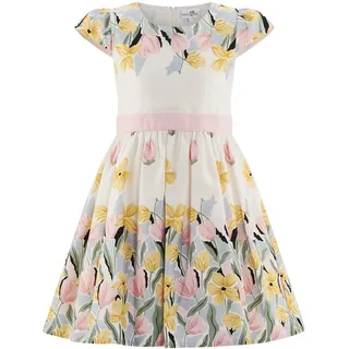 Sommerkleid HAPPY GIRLS, Mädchen, Gr. 140, N-Gr, ecru, Web, Obermaterial: 100% Baumwolle. Futter: 100% Baumwolle, bedruckt, geblümt, Basic knieumspielend, Rundhals, Flügelärmel, Kleider Sommerkleid, mit Deko-Schleife und Nahtreißverschluss im Rücken