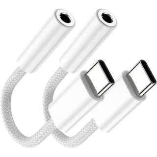 2 Pack Kopfhörer Adapter Aux Usbc to 3.5mm, Typ C Auf Aux-Audiokabel Mit Dac Chip, Adapter USB C Auf Klinke, Kompatibel Mit i-Phone 15/15Pro/15Plus/Pro Max, Ipad, Samsung S24/S23/S22/S21/Ultra Usw.