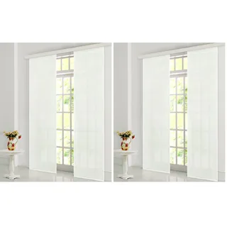 Gardinenbox Flächenvorhang, Schiebegardine Blickdicht matt, Creme, aus Micro Satin (Mikrofaser Gewebe), mit Paneelwagen und Beschwerungsstange -85600-, 85600 (Packung mit 2)