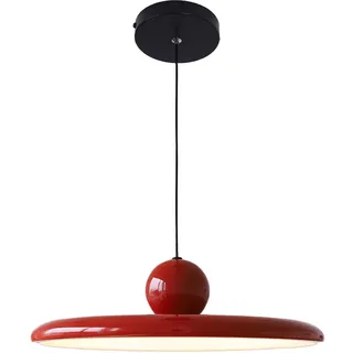 NICRX Moderne UFO-Pendelleuchte – 36W LED dimmbare Hängeleuchte,höhenverstellbar mit 3 Farbtemperaturen Hängelampe,Acryl und Metall Deckenlampe für Esszimmer,Wohnzimmer,Café (Rot)