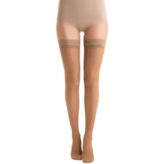 Relaxsan Basic 870P (Braun 5/XXL) Kompressionsstrümpfe Damen mit Silikonband, 22-27 mmHg Schenkelstrümpfe 140 den PLUS