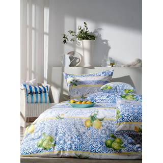 Bettwäsche APELT "Amalfi", bunt (mehrfarbig), B/L: 155cm x 220cm, 1 Stk., 1 Stk., Satin (Bio-Baumwolle), B/L: 80cm x 80cm, 2 tlg., Satin (Bio-Baumwolle), Obermaterial: 100% Baumwolle, Bettwäsche, Bettwäsche, Bettwäsche-Set mit Reißverschluss, Baumwoll-Satin, Digitaldruck