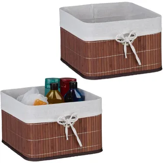 Relaxdays Aufbewahrungskorb 2er Set HBT: 20 x 31 x 31 cm braun
