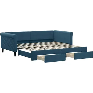 vidaXL Tagesbett Ausziehbar mit Schubladen Blau 100x200 cm Samt - Blau