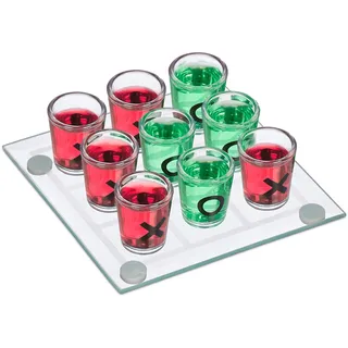 Relaxdays TicTacToe Trinkspiel, Cocktailgläser, transparent