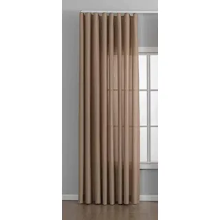 Gardinenbox Vorhang Cationic mit Wellenband »Wien« HxB 245x300 cm Taupe 1:2 Wellenband Bleibandabschluß Knitterarm Wellenfall 2025110