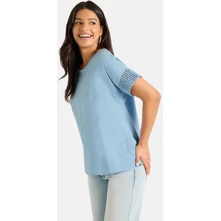 T-Shirt LIEBLINGSSTÜCK "CarinaL", Damen, Gr. S, blau (424, blau bell), 95% Baumwolle, 5% Elasthan, Obermaterial: 95% Baumwolle CO. 5% Elasthan EL., Rundhals, Shirts T-Shirt
