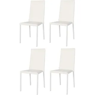 t m c s Tommychairs - Set von 4 stapelbaren Stühlen Modell Julia für Küche, Bar und Esszimmer, robustes Gestell aus Stahl, gepolstert und mit weißem Kunstleder bezogen - Weiß