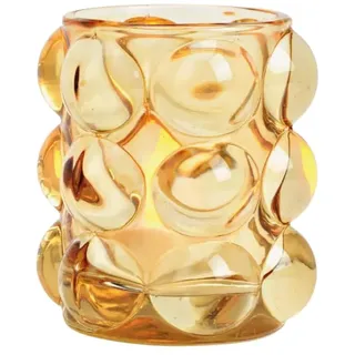 Boho Teelichtglas Beige Bubble Design Minimalistische Deko Wohnzimmer Kerzenglas für Tischdeko, Hochzeit & Geschenk 8cmx10cm Windlicht Scandi-Stil