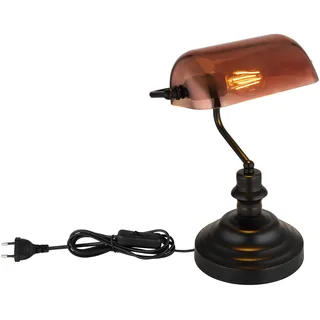 GLOBO LIGHTING Schreibtischlampe "ANTIQUE", schwarz (schwarz matt kupferfarben), 1, 1 Stk., Leuchten, Klassische Schreibtischleuchte, Antik-look Tischleuchte, Bankerlamp, Schreibtischlampe