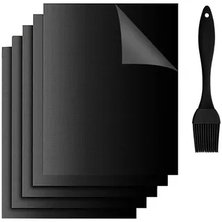 BBQ Grillmatte, 5er Pack Antihaft Grill Backmatte, Wiederverwendbare hitzebeständige Grillmatten für Holzkohle Elektro und Gasgrill Teflon Grillmatte Grillfolie Grill Zubehör(40 * 33 * 0.2CM)