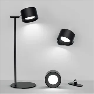 Feallive Schreibtischlampe LED Dimmbar, Tischlampe LED mit Ladefunktion, Abnehmbare Wandlampe 360° Rotation 3 Helligkeitsstufen 3 Farbtemperaturen Touch-Steuerung Leselampe (Schwarz)