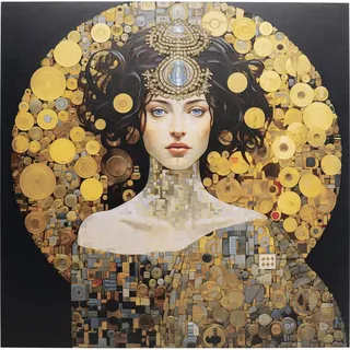 Kare Design Glasbild Art Nouveau Lady 3D, mehrfarbig, 120x120 cm, nostalgisches Frauenmotiv, Sicherheitsglas, Art Deco, Wohnzimmer