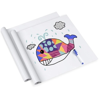 rabbitgoo Whiteboard Folie, Selbstklebende Weißwandtafel Folie Whiteboard Sticker DIY Whiteboardfolie Kreidetafel Wandaufkleber mit Whiteboard Stift - Weiß 44.5 x 199 cm (2 Pack)