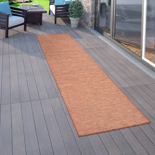 Outdoor Teppich Balkon Terrasse Grau Rosa Grün Pastellfarben Flachgewebe Grösse 60x100 cm - Rot