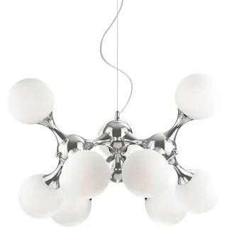 Ideal Lux Nodi Pendelleuchte mit 9 Kugelgläser Ø 80cm Designlampe Chrom - Silber