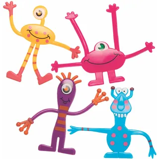 Baker Ross FC241 biegbare Monster-Spielzeuge, 4 Stück, Halloween Neuheit, Spielzeug für Kinder, Ideal für Partytaschen, kleine Geschenke und Preise