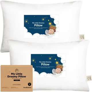 keababies 2er Pack Kleinkind Kissen 33 x 45 cm - Weich Bio Baumwolle Kissen Kinder - Kleinkind Kopfkissen Zum Schlafen - Kleines Kinder Kissen - Kinderkopfkissen für Kleinkinder - Kinderkissen (Soft White)