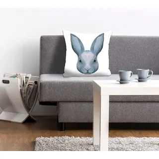 queence Dekokissen »Ikarus« mit einem blauen Hasen, blau