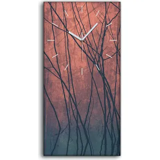 Leinwand Wanduhr Wandkunst Uhr 30x60 Foto Wand Trockene Bäume auf Gemälden - weiße Hände - Blau