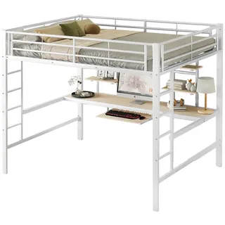 Okwish Hochbett 140 x 200 cm Metall weiß