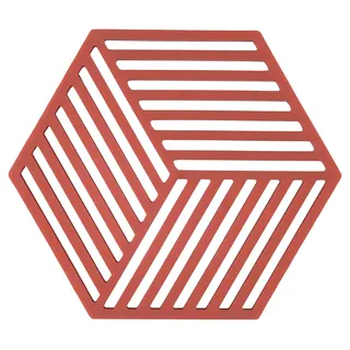 ZONE Denmark Hexagon Topfuntersetzer Hitzebeständig, Silikon Untersetzer, Praktische und Dekorative Topf-Untersetzer, Spülmaschinenfest, 16 x 14 cm, Burned Red (Rot)