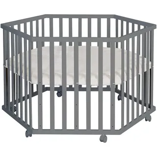 Roba Laufgitter 6-eckig, Greyish gesteppt , Holzwerkstoff , Sechseckig , 118.5x72.5x103.5 cm , Babymöbel & Kindermöbel, Babyzimmer, Laufgitter