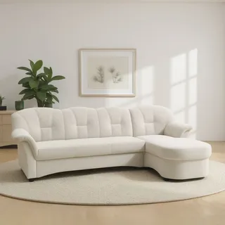 DOMO collection »Flores Schlafsofa, B/T/H: 233/142/86 cm, L-Form« wahlweise mit Bettfunktion, wahlweise mit Federkern, auch in Leder, beige