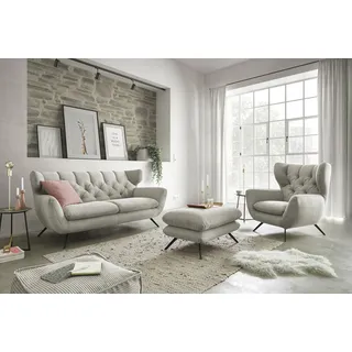 Candy Ohrensessel Beatrice Samt-Optik 100 x 106 x 95 cm Grau
