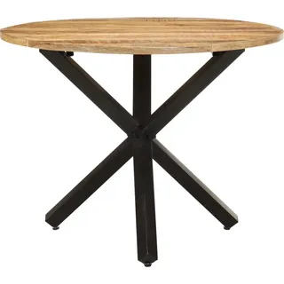 vidaXL Esstisch Rund 100x100x75 cm Raues Mangoholz - Braun