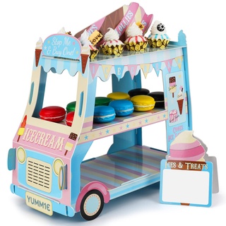 Tortenständer aus Karton Etagere, Cupcake Ständer Kindergeburtstag Wagendesign, 3-Stöckiger Cupcake/Eistüte Halter Ständeraus Pappe für Gebäck Dessert Muffinständer, Party, Hochzeit, Babypartys