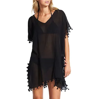 Seafolly Damen Amnesia Kaftan Pareos, Schwarz (Black), One Size (Herstellergröße:O/S)