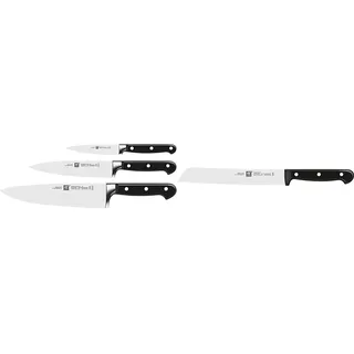 Zwilling Messer-Set, 3-tlg., Spick-/Garniermesser, Fleischmesser, Kochmesser, Professional S & Brotmesser, Klingenlänge: 20 cm, Klingenblatt mit Wellenschliff, Twin Chef