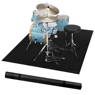 Schlagzeugteppich | 120x160 cm, Schlagzeug Teppich mit Rutschfester Unterseite & Geräuschreduzierung, Schallschutz Teppich für Studio, Wohnung, Outdoor, E-Drum-Kit, Geschenk für Schlagzeuger, Schwarz
