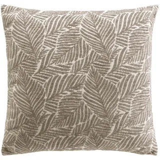 Douceur d ́intérieur Dekokissen Jacquardmuster Blätter 40/40 cm , Braun , Textil , 40x40 cm , Heimtextilien, Wohntextilien, Kissen, Zierkissen