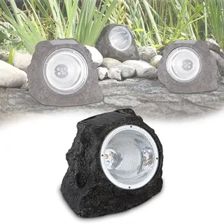 Solarleuchte Garten Stein Wegeleuchte Solarlampe Außen Leuchte Solar 3302 - Grau