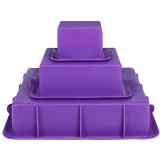 webake Kuchenform Eckig Silikon Backformen Set Antihaft Backform Pfanne, 3 Stück Enthält 7.5cm, 14.2cm, 23.5cm Tortenbackformen