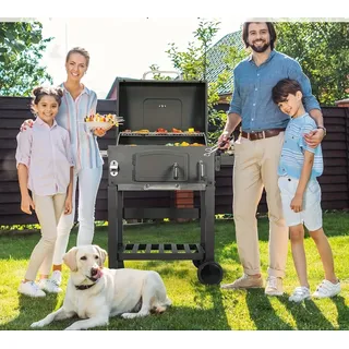 Holzkohlegrill - Grill - Räuchergrill - Kugelfragmentgrill - Kamado-Grill - XXL Grillfläche: 57x42 cm