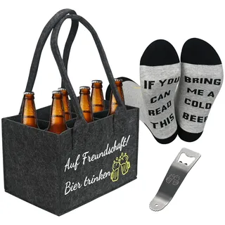3 Stück Männerhandtasche Bier, 6 Fächer, lustige Biersocken, Flaschenöffner, Vatertagsgeschenk