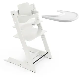 Stokke Tripp Trapp Hochstuhl (White) mit Stokke Tray (White) - Beinhaltet Tripp Trapp Stuhl, Baby Set 2 für Kinder 6-36 Monate und Stokke Tray - Verstellbar, ergonomisch und leicht zu reinigen