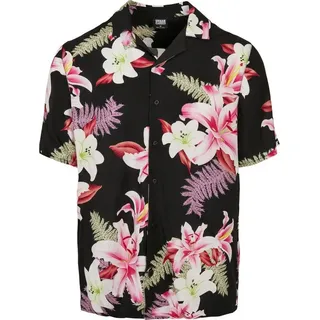 URBAN CLASSICS Kurzarmhemd Floral Schwarz XL