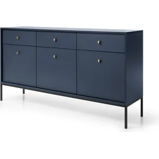 Furniture24 Kommode Mono Mksz154 Sideboard 154 X 83 39 Cm Marineblau/Schwarzes Gestell - Blau, Schwarz